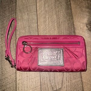 Coach Poppy Pink Wristlet Wallet